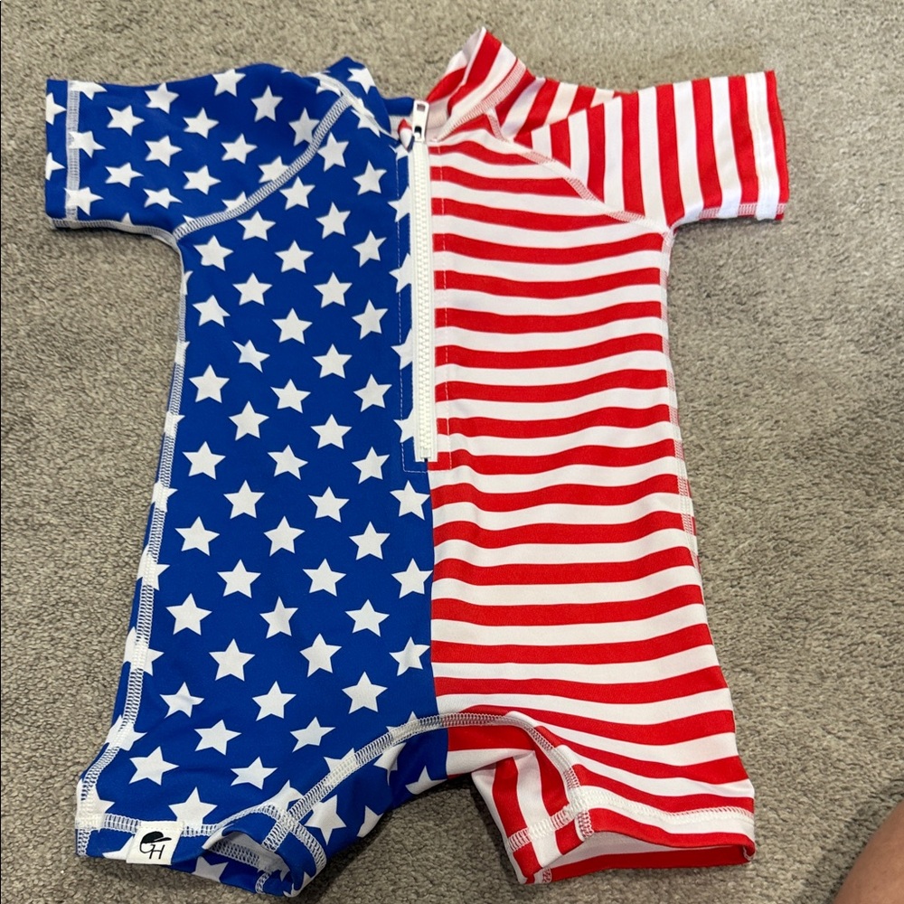 George Hats size 2/3 Patriotic Stars and Stripes Kids One Piece Swim